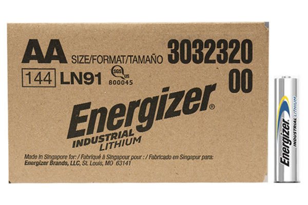 144 x AA Energizer Industrial Lithium (LN91 / L91) 1.5 Volt Batteries