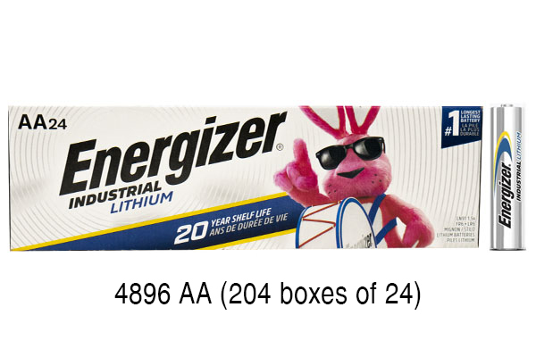 4896 x  AA Energizer Industrial Lithium (LN91 / L91) 1.5 Volt Batteries