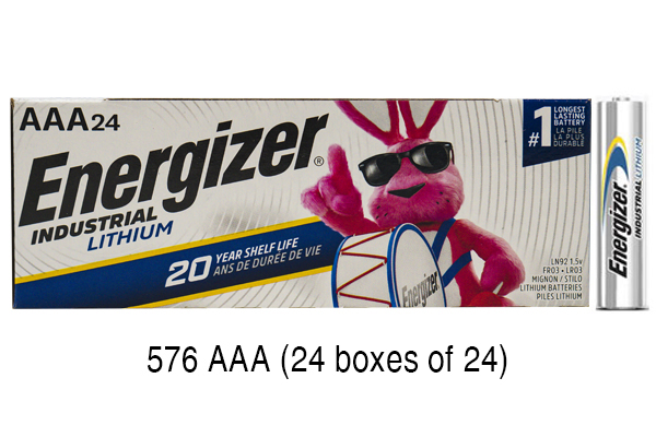 576 x AAA Energizer Industrial Lithium (LN92 / L92) Batteries