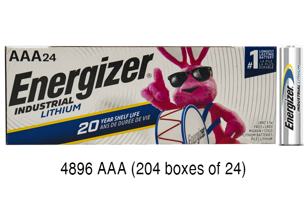 4896 x AAA Energizer Industrial Lithium (LN92 / L92) Batteries