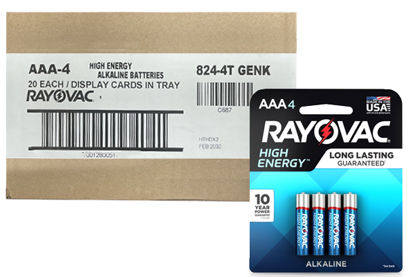 80 x AAA Rayovac High Energy Batteries (20 Cards of 4)