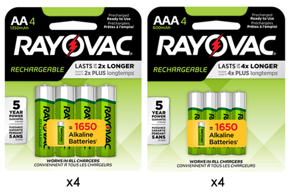 16 x AA (1350 mAh) + 16 x AAA (600 mAh) NiMH Rayovac Battery Combo