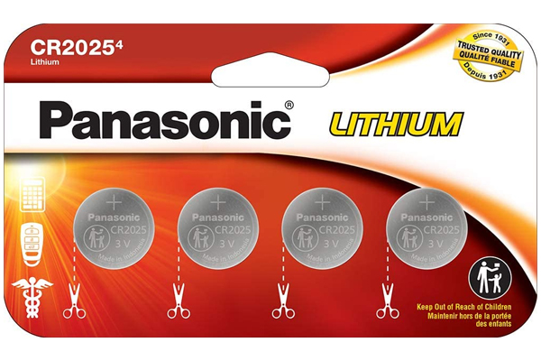 CR2025 Panasonic 3 Volt Lithium Coin Cell Batteries (4 on a Card)