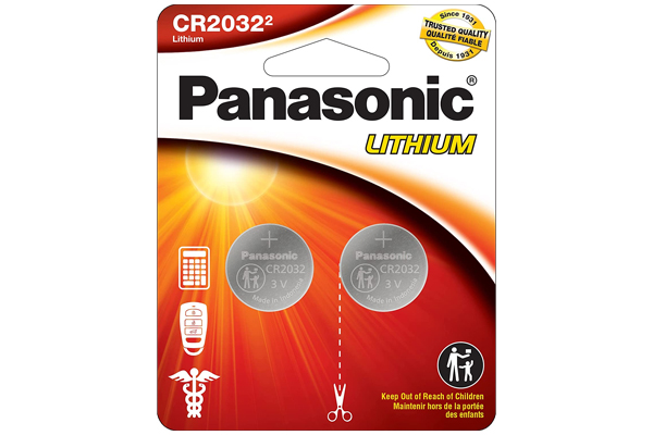 CR2032 Panasonic 3 Volt Lithium Coin Cell Batteries (2 on a Card)