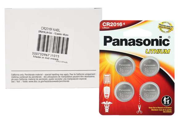 48 x CR2016 Panasonic 3 Volt Lithium Coin Cell Batteries (12 Cards of 4)