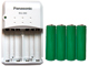 Panasonic Smart Charger + 4 AA 1500 mAh NiMH Batteries  (no memory effect)