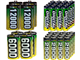 16 AA (2900 mAh) + 16 AAA (1200 mAh) + 4 C (6000 mAh) + 4 D (12000 mAh) NiMH AccuPower Batteries