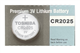 100 x CR2025 Toshiba 3 Volt Lithium Coin Cell Batteries (On a Card)