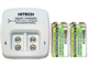 2 Bay 9 Volt Li-ion /  Li-Po Smart Charger + 4 x HiTech 9 Volt Lithium Polymer Batteries (720 mAh)