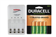 4 Bay AA / AAA LED Smart Battery Charger + 4 x AA Duracell 2500 mAh NiMH (DX1500) Batteries