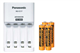 Panasonic BQ-CC17 Smart Battery Charger + 4 AAA NiMH Panasonic 750 mAh Rechargeable Batteries