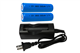 Li-Ion Charger (Single Slot) + 2 x 18650 3.6V Li-Ion Button Top Batteries (2600 mAh)