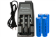 Li-Ion Charger (2 Slot) + 4 x 18650 3.6V Li-Ion Button Top Batteries (2600 mAh)