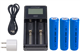 2-Slot Fast Battery Charger + 3 x 18650 3.6 Volt 2600 mAh Li-Ion Batteries