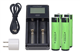 2-Slot Fast Battery Charger + 4 x 3.7 Volt Panasonic 18650 Lithium Ion Button Top Battery (3400 mAh)