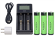 2-Slot Fast Battery Charger + 3 x 3.7 Volt Panasonic 18650 Lithium Ion Button Top Batteries (3400 mAh)