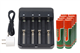 4-Slot Li-ion Battery Charger + 8 x 18650 3.6V Li-Ion Button Top Batteries (2300 mAh)