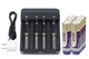 4-Slot Li-ion Battery Charger + 8 x 18650 3.6 Volt 2000 mAh Li-Ion Batteries