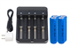 4-Slot Li-ion Battery Charger + 4 x 18650 3.6 Volt 2600 mAh Li-Ion Batteries