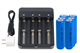 4-Slot Li-ion Battery Charger + 6 x 18650 3.6 Volt 2600 mAh Li-Ion Batteries