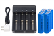 4-Slot Li-ion Battery Charger + 8 x 18650 3.6 Volt 2600 mAh Li-Ion Batteries