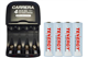 AA / AAA NiMH Smart Slim Travel Charger with USB Plug & 4 AA Tenergy NiMH Rechargeable Batteries (2500 mAh)