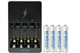 Rayovac AA / AAA Compact Charger + 4 AAA NiMH Panasonic Eneloop Batteries (800 mAh) - Replacement for HR55AAA / HR65AAA / HR75AAA
