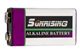 10 x 9 Volt Sunrising Alkaline Batteries